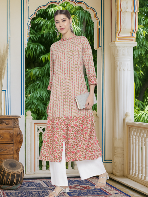 Rayon Floral Printed Anarkali Kurti (Multi)