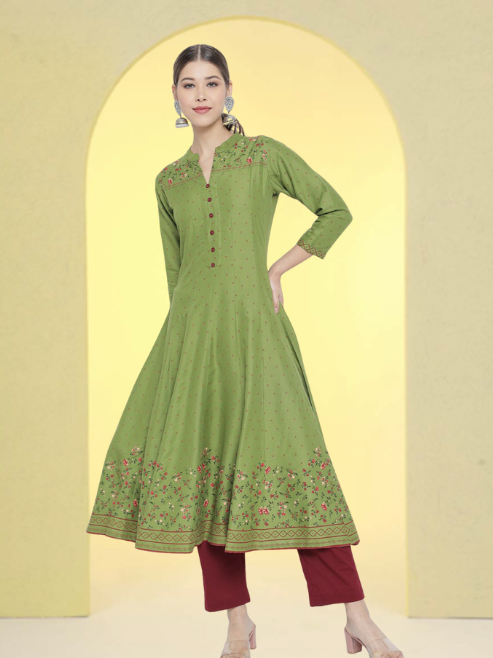 Rayon Floral Printed Anarkali Kurta