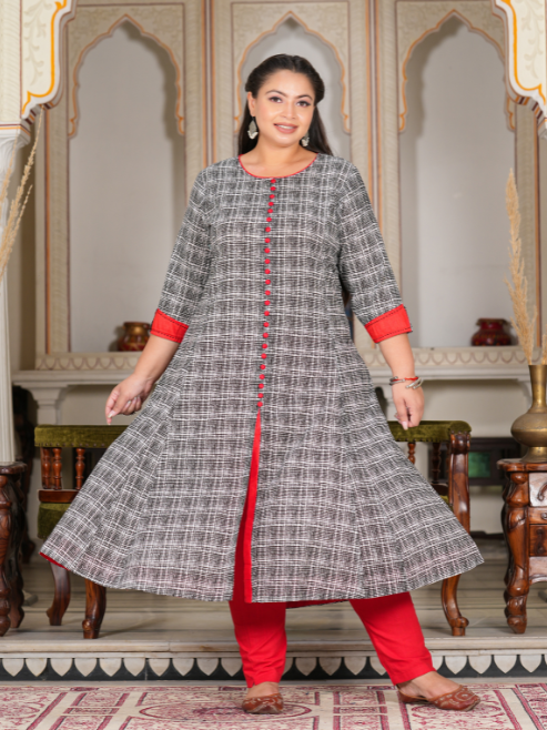 Fashion Plus Store Women's Plus Size Cotton Printed Anarkali Kurta