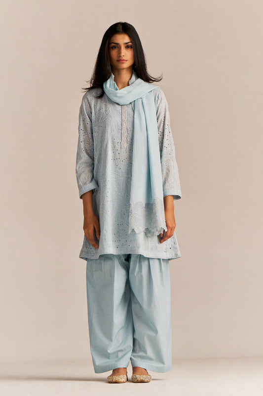 Powder Blue Embroidered Kurta Set