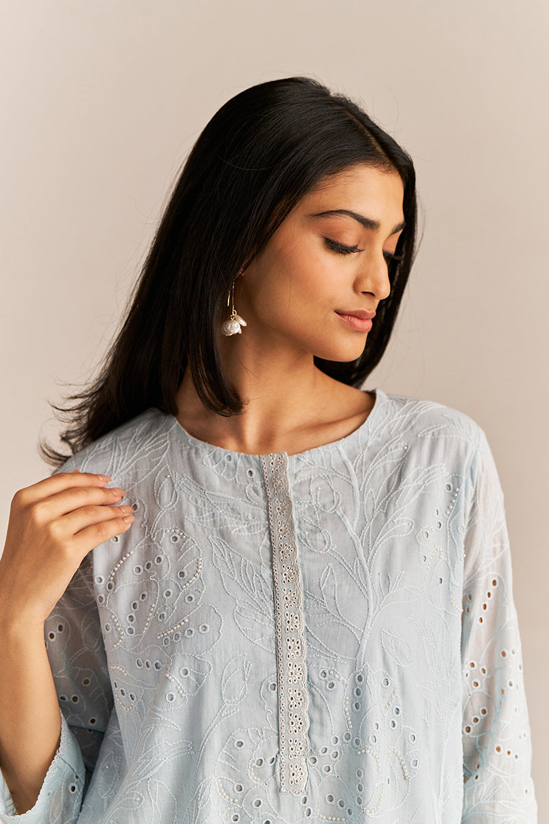 Powder Blue Embroidered Kurta Set