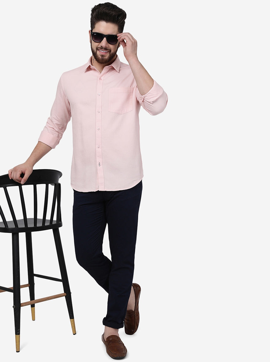 Potpourri Pink Solid Smart Fit Semi Casual Shirt | Pehervi
