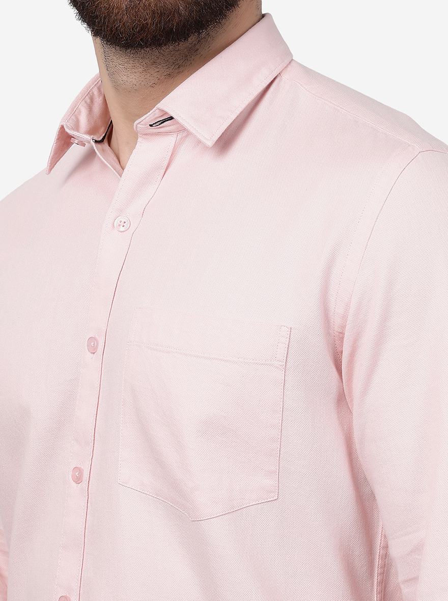 Potpourri Pink Solid Smart Fit Semi Casual Shirt | Pehervi