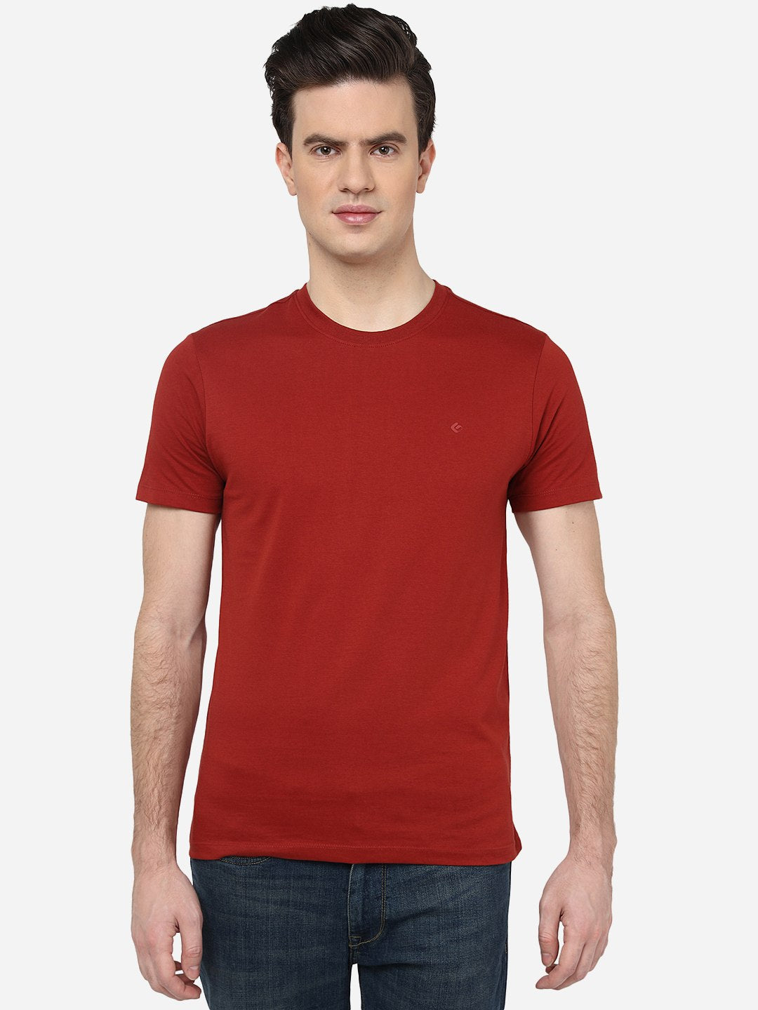 Red Solid Slim Fit T-Shirt | pehervi