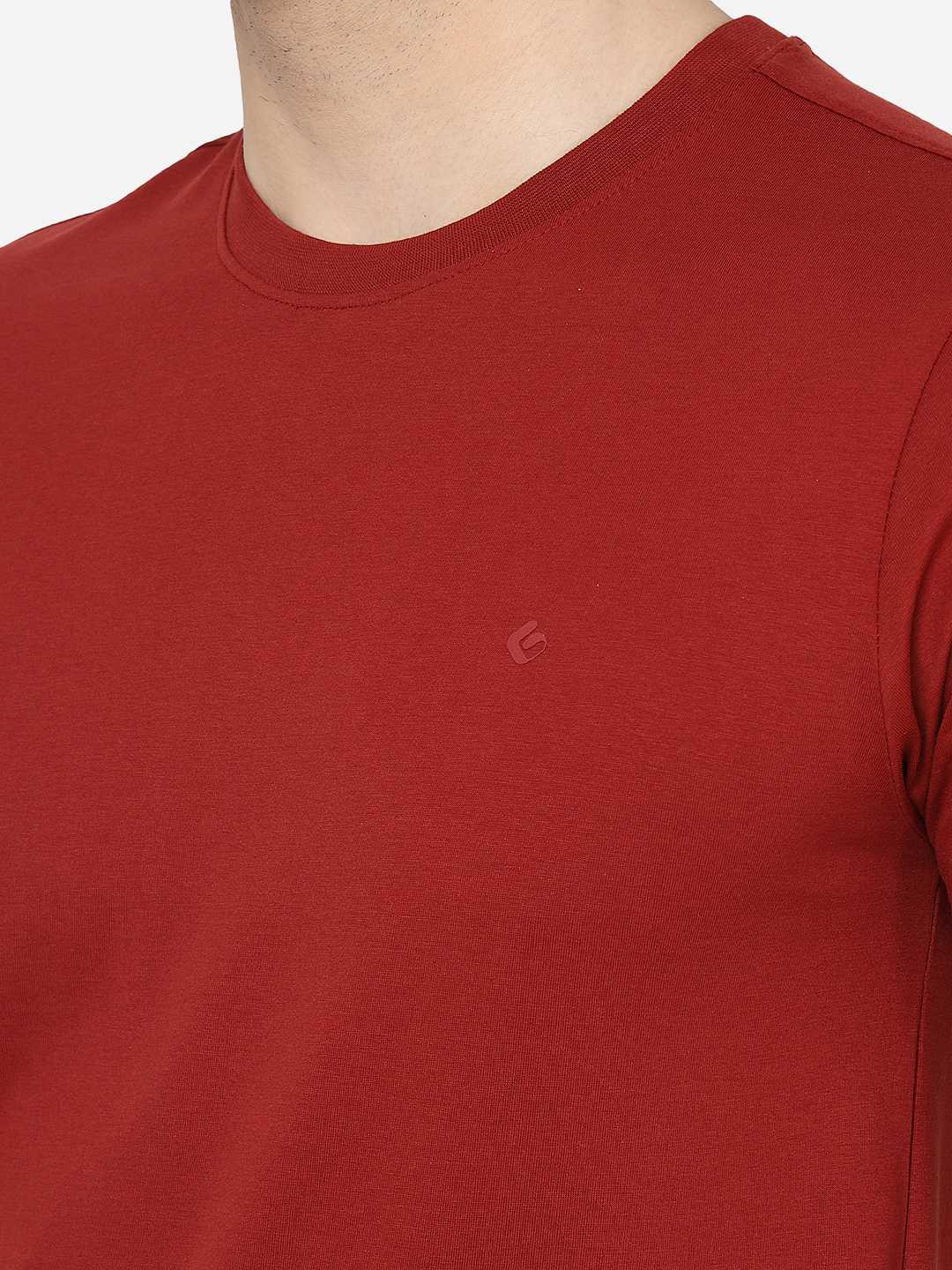 Red Solid Slim Fit T-Shirt | pehervi