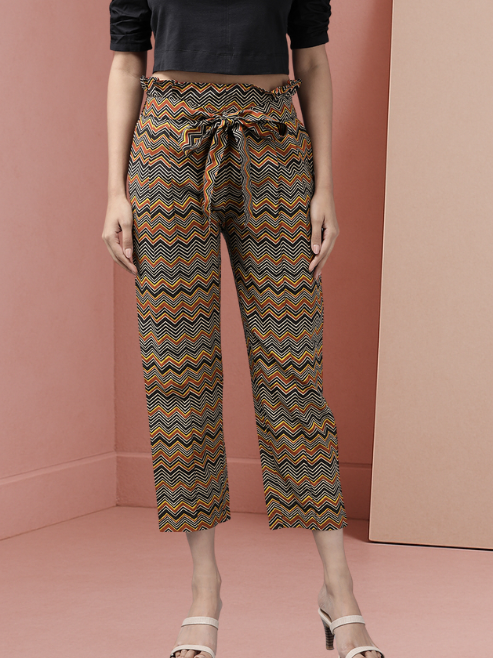 Rayon Checks Printed Regular Fit Casual Trouser Pants