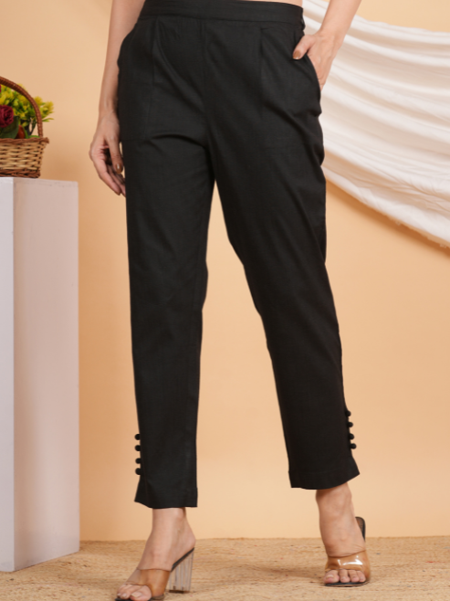 Fashion Plus Store Women's Black Lycra Trouser (Black)