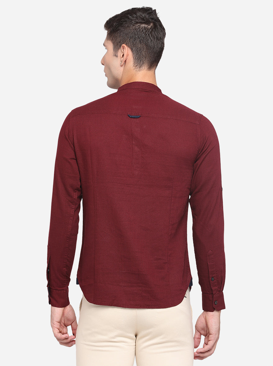 Ruby Wine Solid Slim Fit Short Kurta | Pehervi