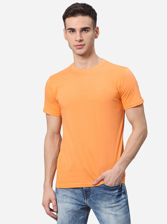 Orange Solid Slim Fit T-Shirt | pehervi