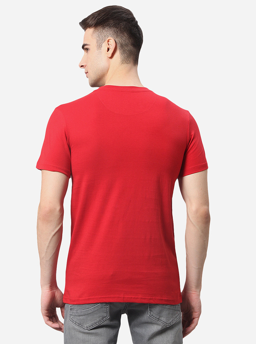 Red Solid Slim Fit T-Shirt | pehervi