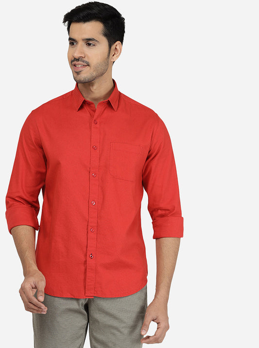 Paprika Red Solid Classic Fit Casual Shirt | pehervi