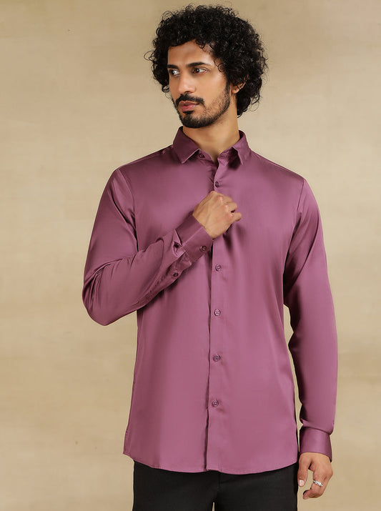Purple Solid Slim Fit Casual Shirt | pehervi