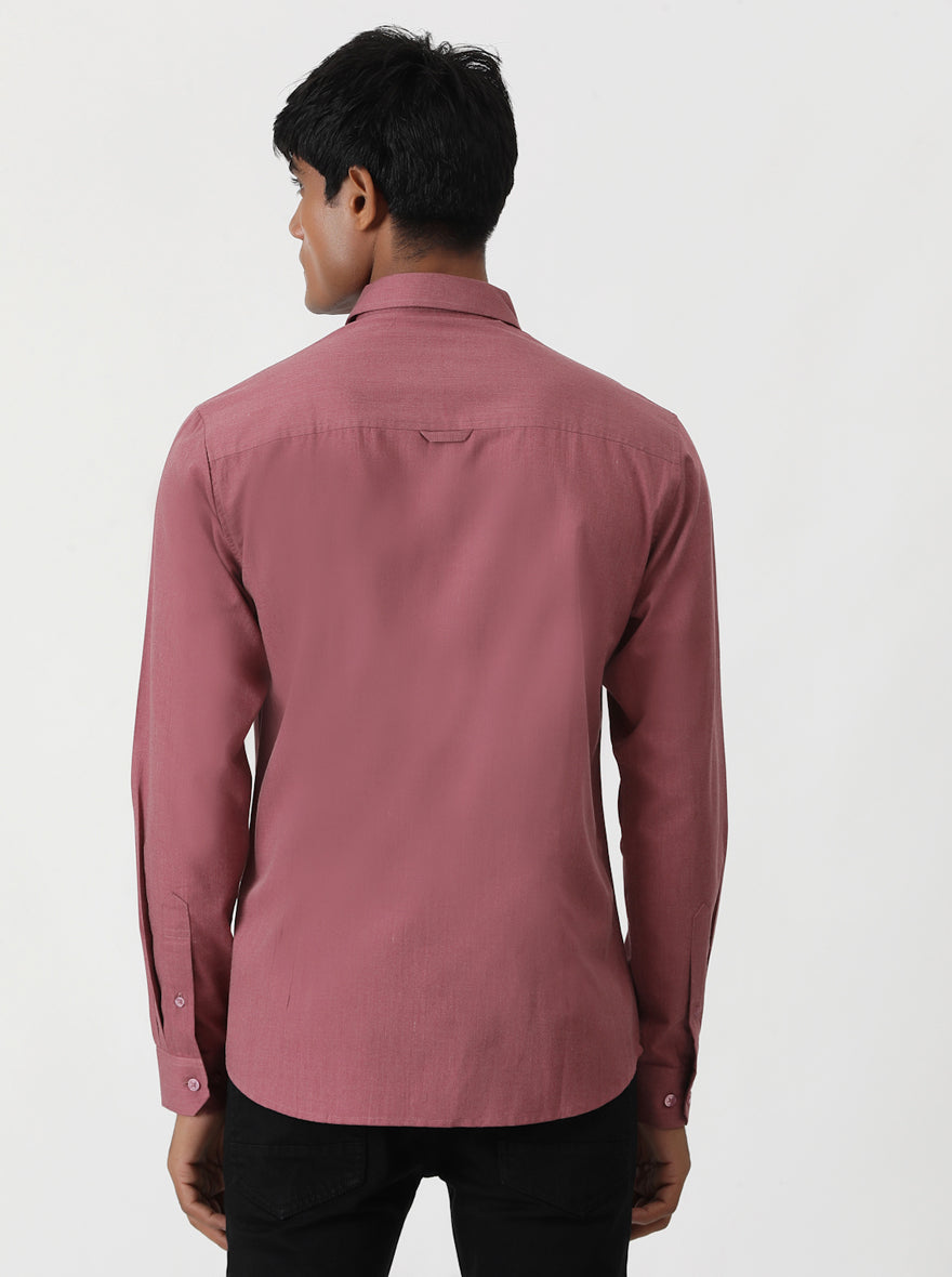 Pink Solid Slim Fit Casual Shirt | pehervi