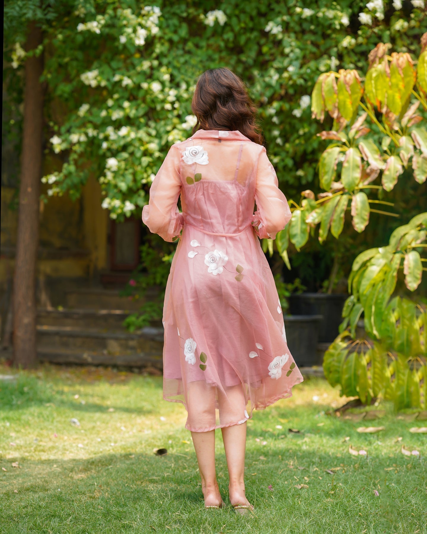 Rose Handpainted Organza Dress