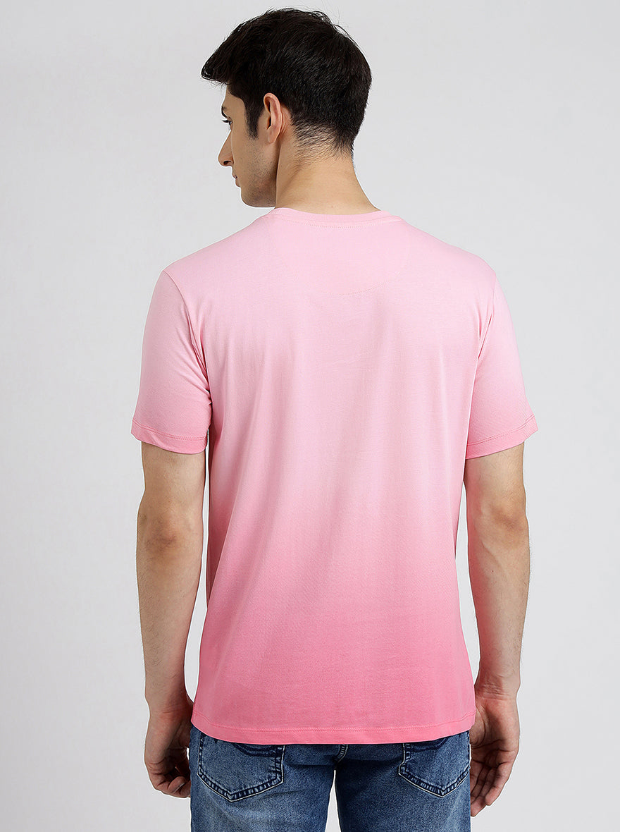Pink Printed Slim Fit T-Shirt | pehervi