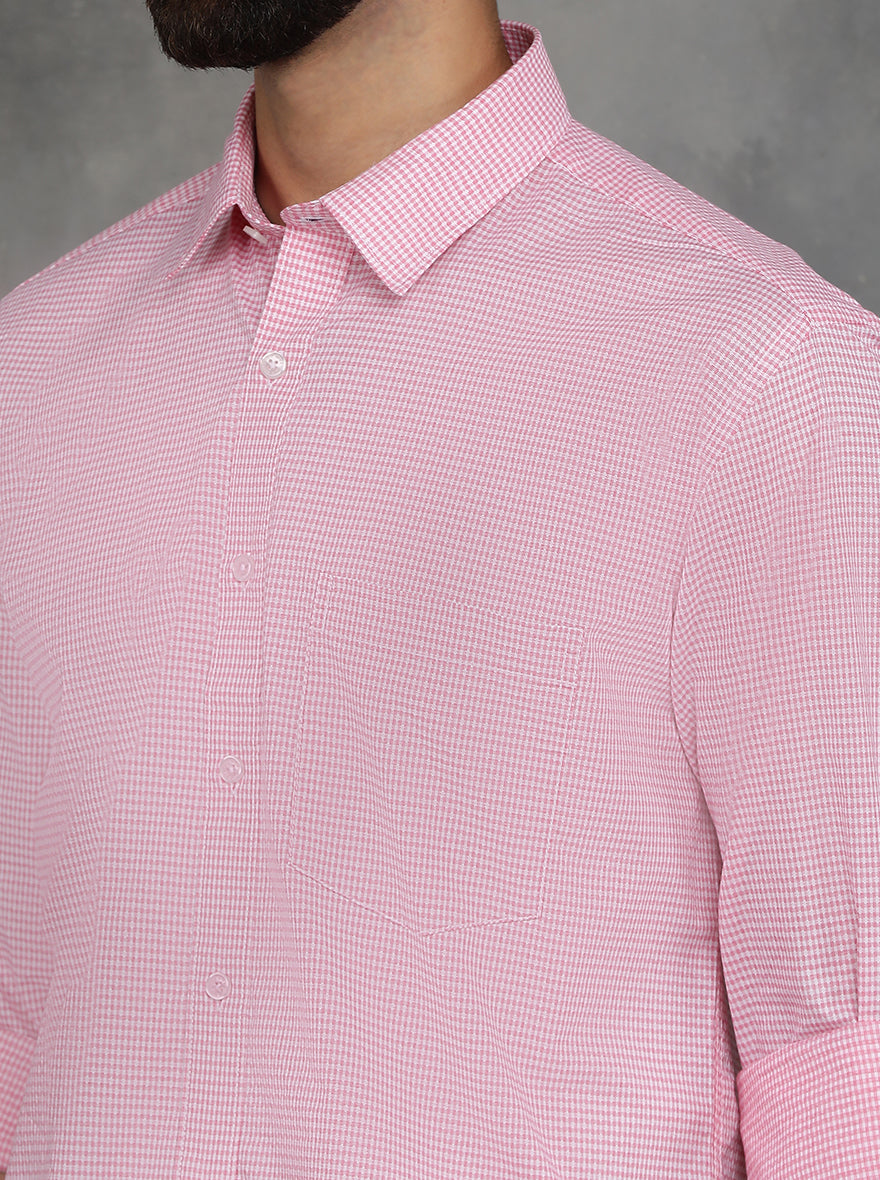 Pink Checked Smart Fit Semi Casual Shirt | Pehervi