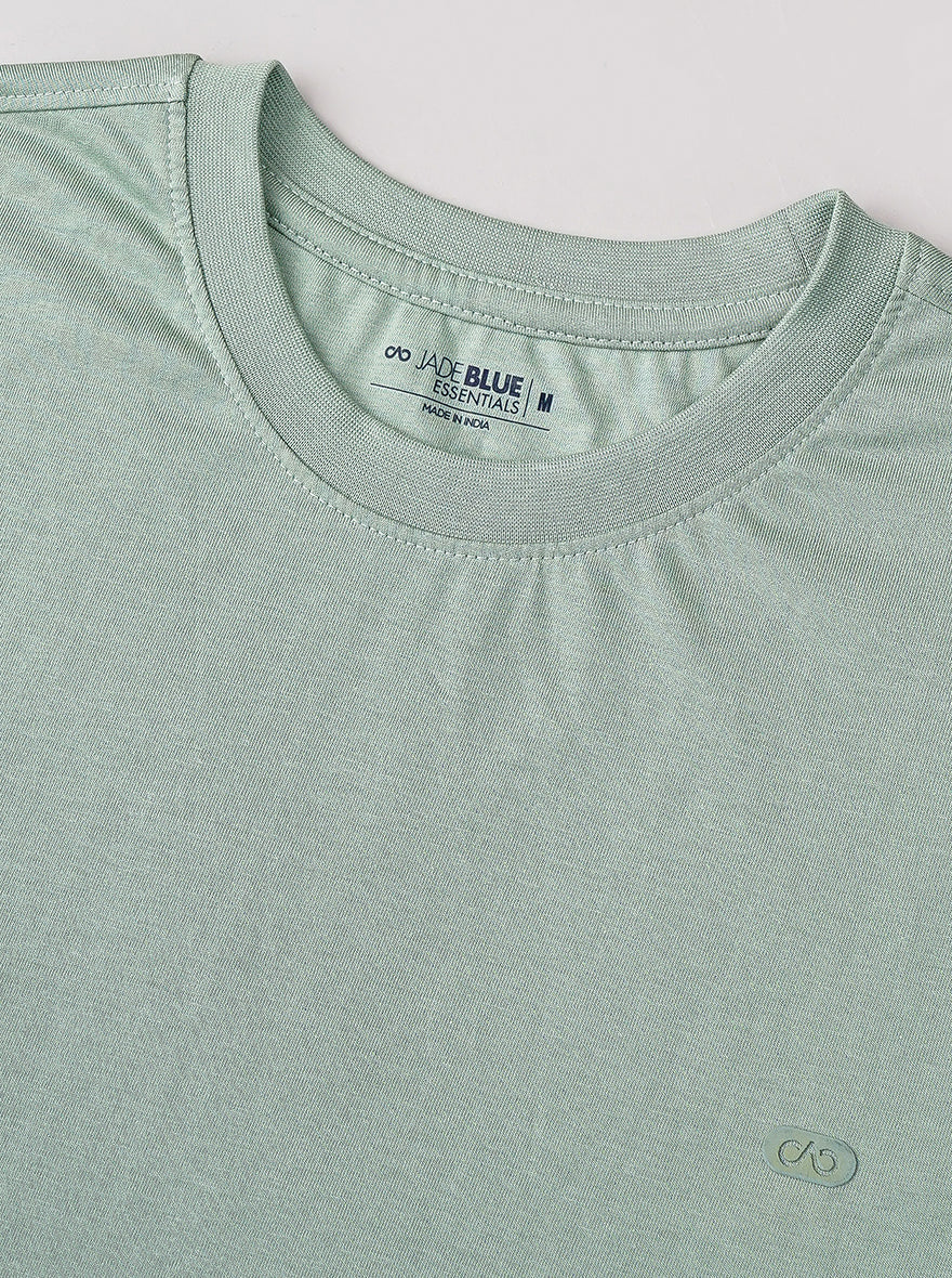 Pista Green Solid Slim Fit T-Shirt | pehervi