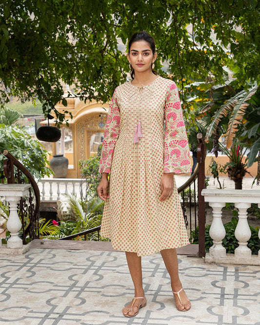 Corn & Pink Printed Maxi Dress