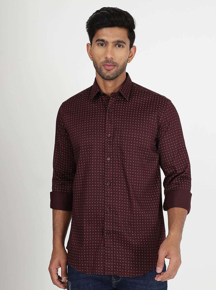 Printed Printed Slim Fit Semi Casual Shirt | Pehervi