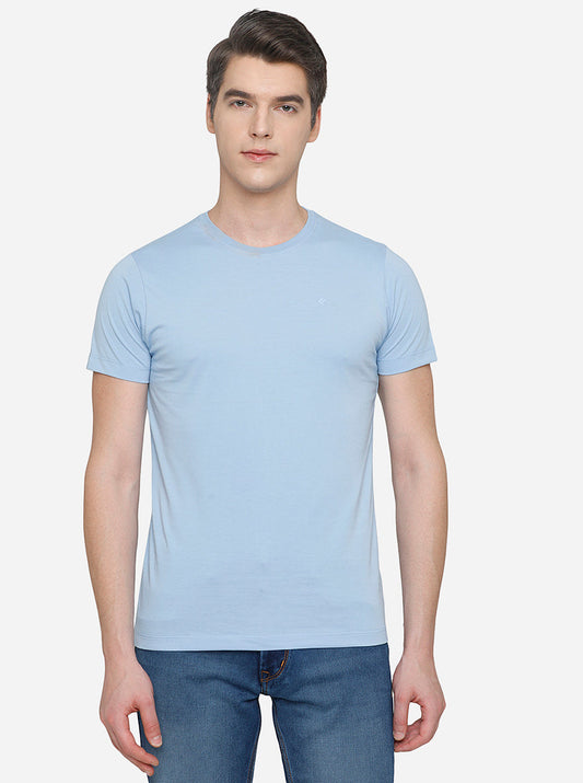 Powder Blue Solid Slim Fit T-Shirt | pehervi