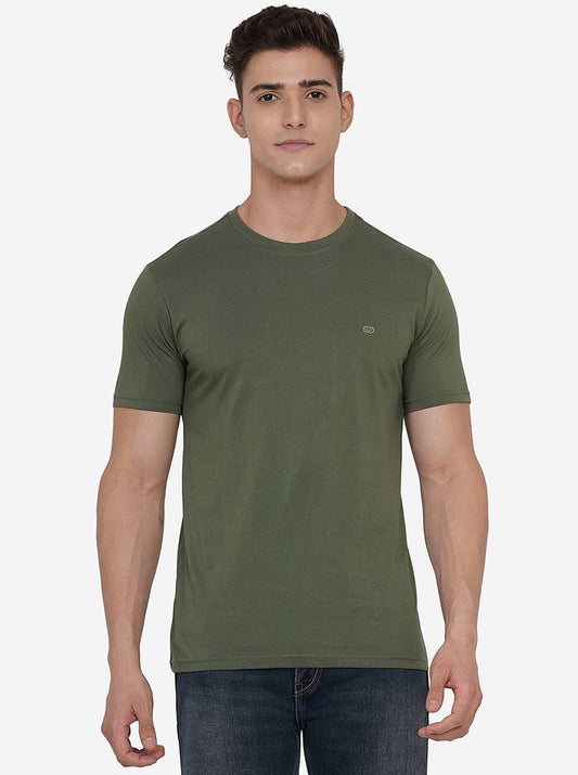 Olive Solid Slim Fit T-Shirt | pehervi