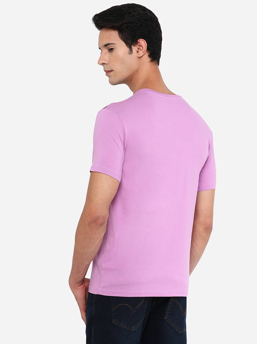 Purple Printed Slim Fit T-Shirt | pehervi