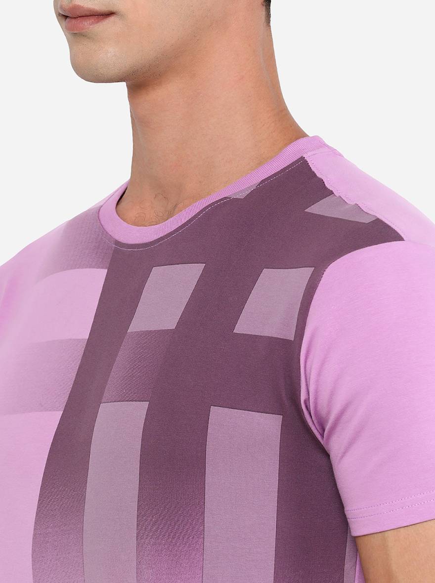 Purple Printed Slim Fit T-Shirt | pehervi