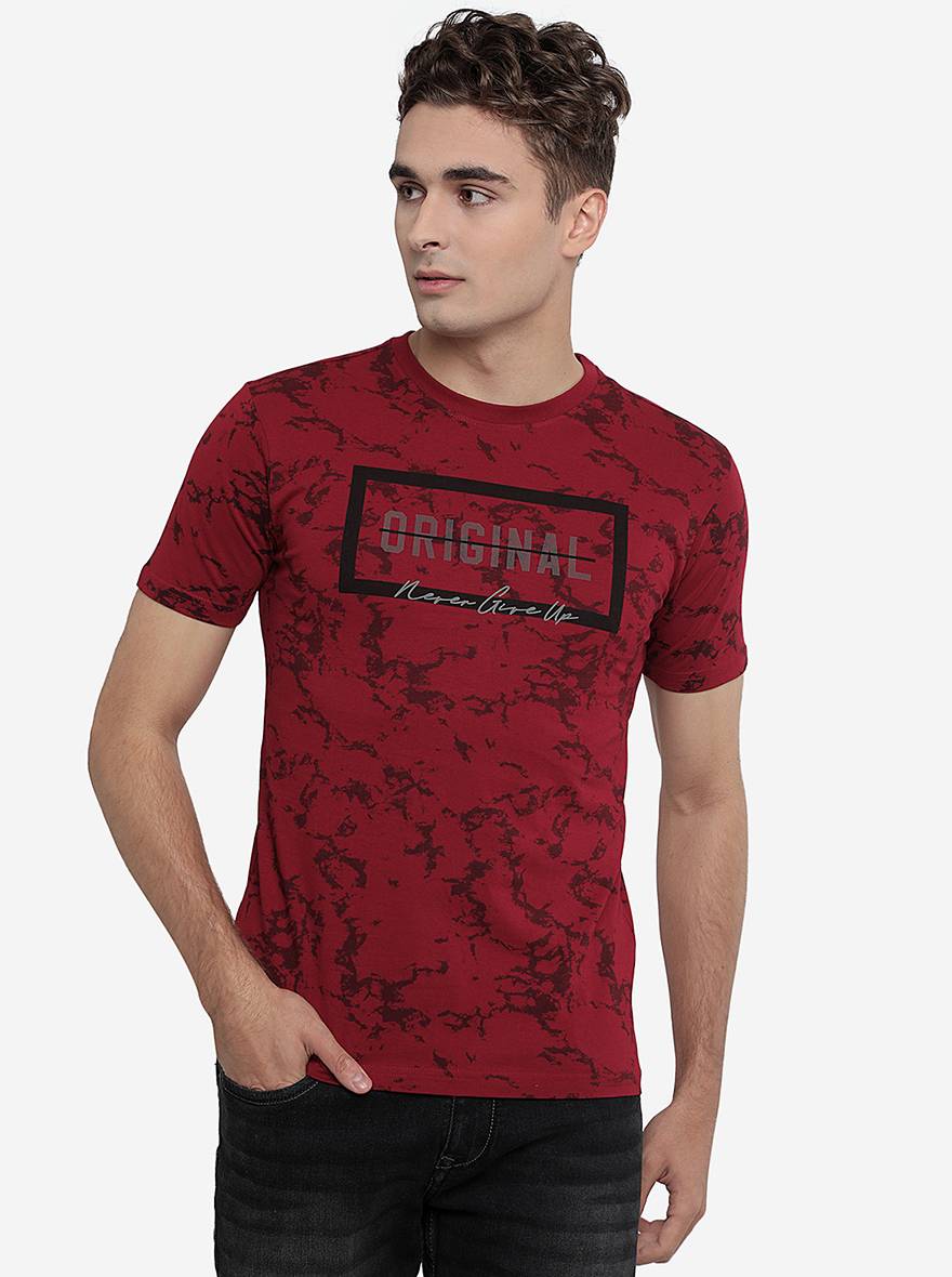 Rio Red Printed Slim Fit T-Shirt | pehervi