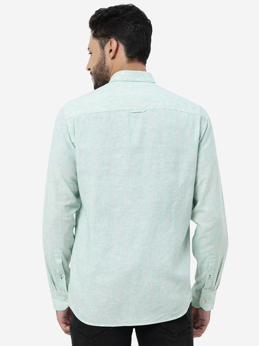 Brook Green Striped Slim Fit Semi Casual Shirt | Pehervi