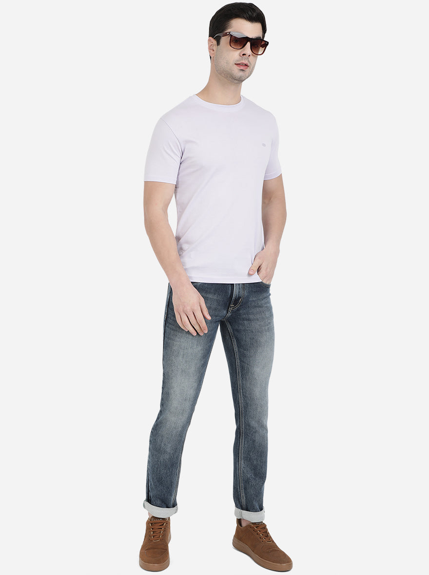 Cool Grey Solid Slim Fit T-Shirt | pehervi