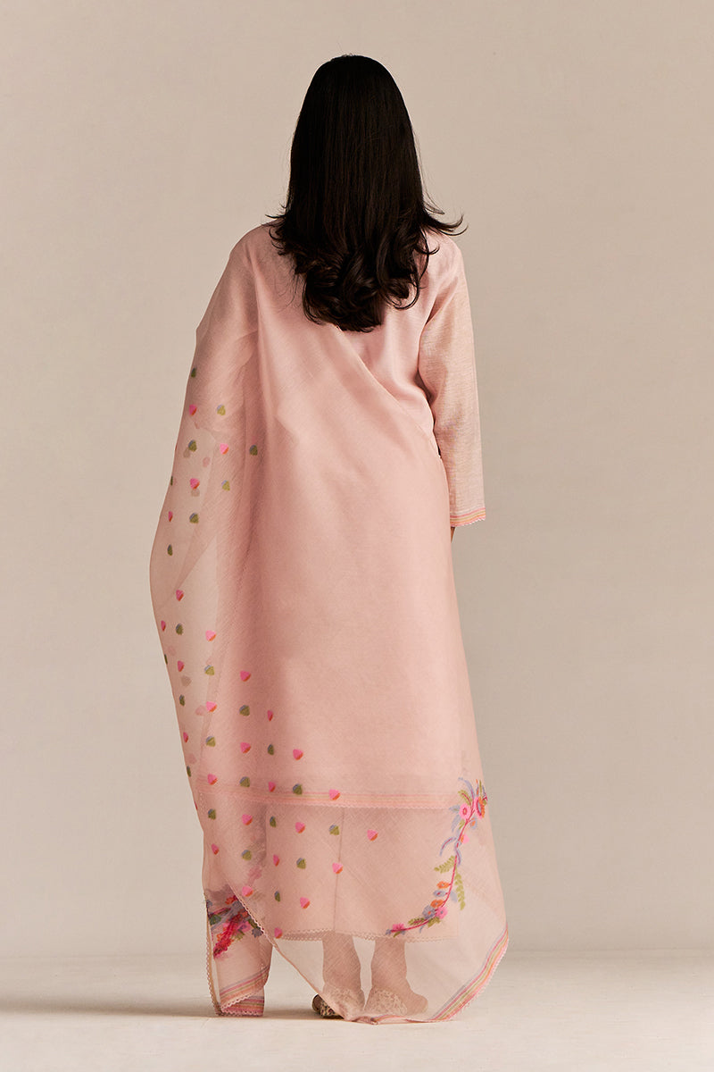 Primrose Pink Woven Kurta Set
