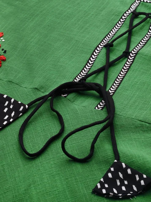 Cotton Slub Embroidered Anarkali Kurta