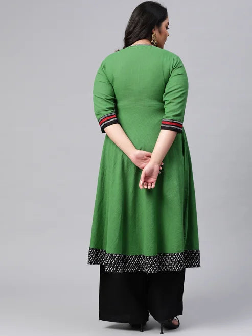 Cotton Slub Embroidered Anarkali Kurta