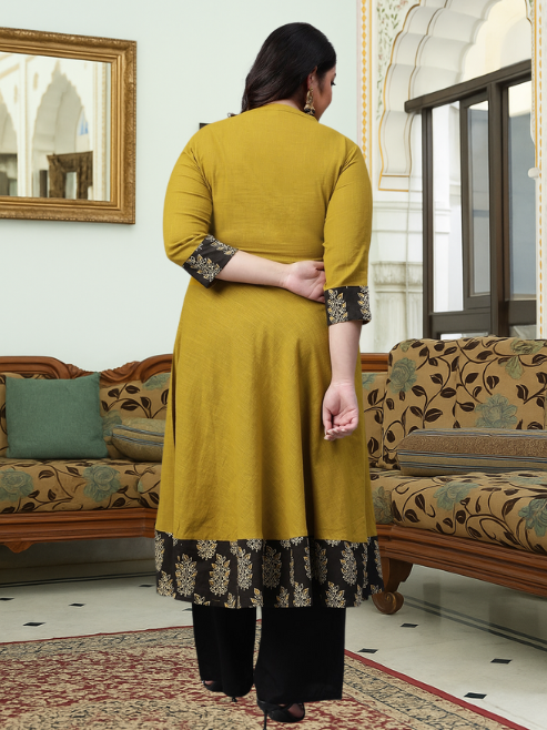 Cotton Slub Sequin Work Angrakha Kurta