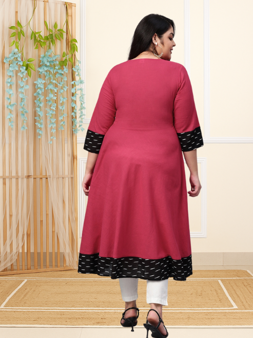 Cotton Slub Plain Dye Anarkali Kurta