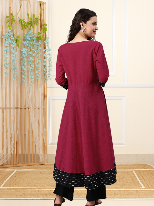 Cotton Slub Plain Dye Anarkali Kurta