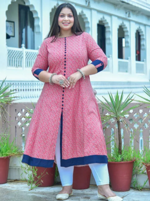 Rayon Geometric Print A-Line Kurta