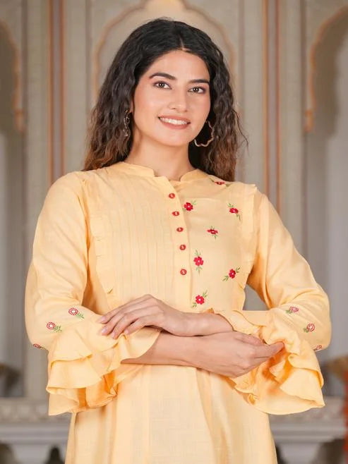 FASHION PLUS STORE Women's Rayon Embroidered Anarkali Kurta Dress