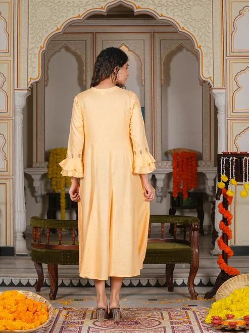 FASHION PLUS STORE Women's Rayon Embroidered Anarkali Kurta Dress