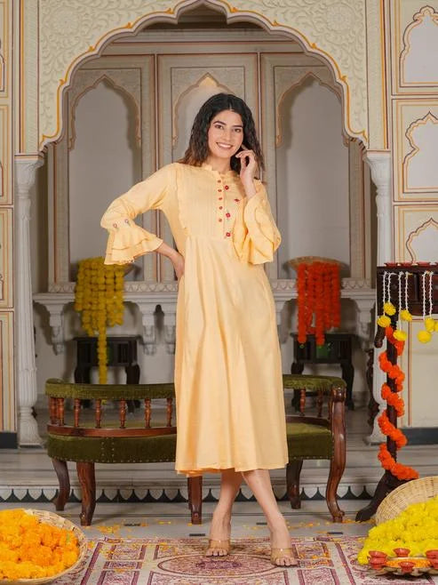 FASHION PLUS STORE Women's Rayon Embroidered Anarkali Kurta Dress