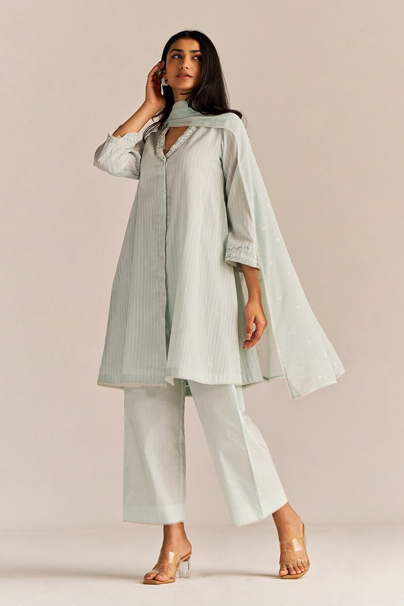 Soothing Sea Woven Cotton Kurta Set