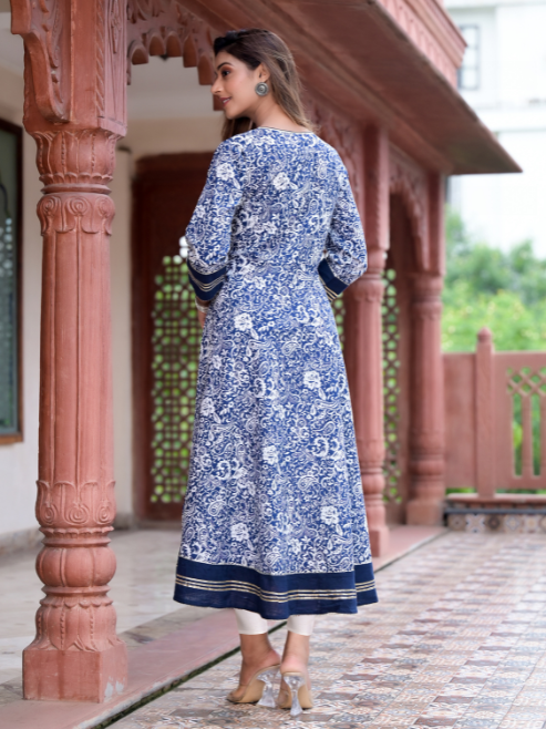 Fashion Plus Store Women's Cotton Relaxed Fit Anarkali Kurta