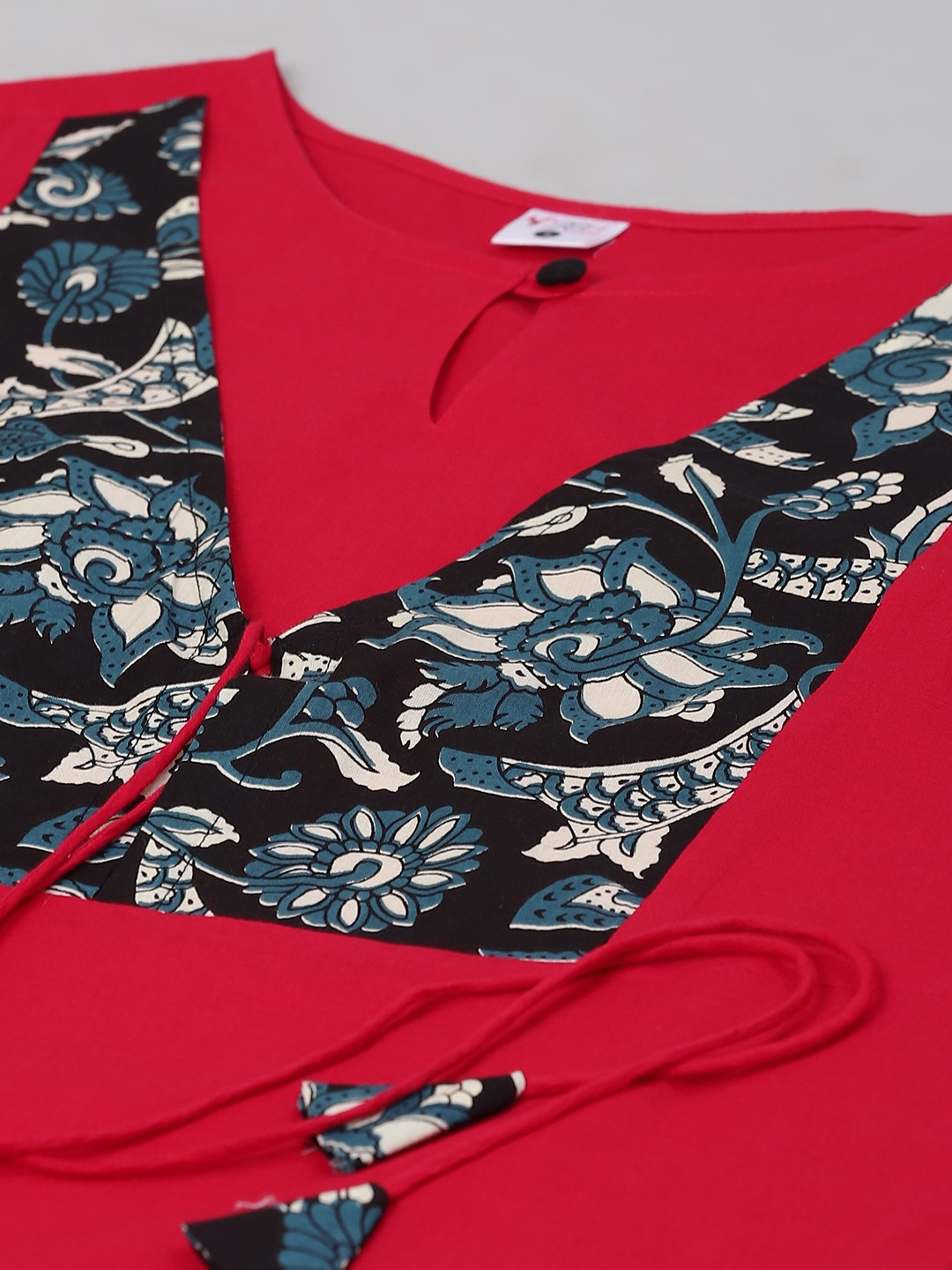 Cotton Jacket Style Straight Kurta & Pant Set (Pink & Black)