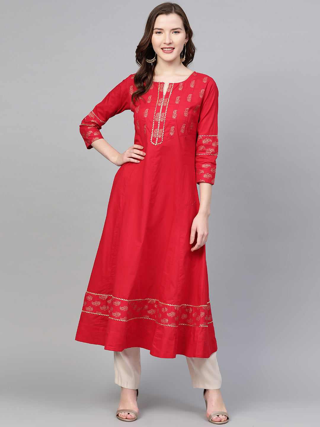 Cotton Floral Printed Anarkali Kurta