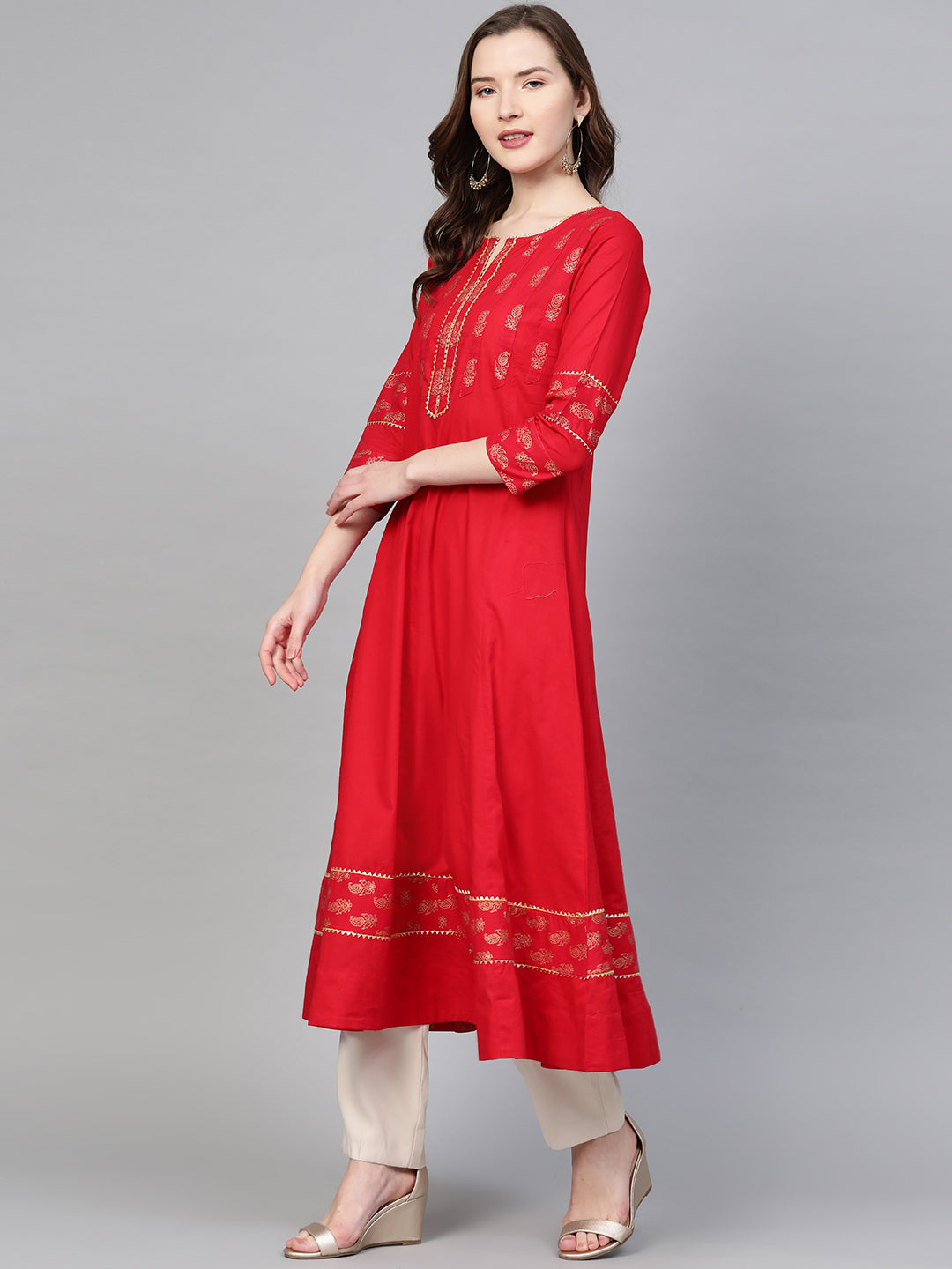 Cotton Floral Printed Anarkali Kurta