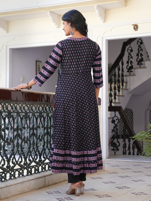 Rayon Floral Printed Anarkali Kurta