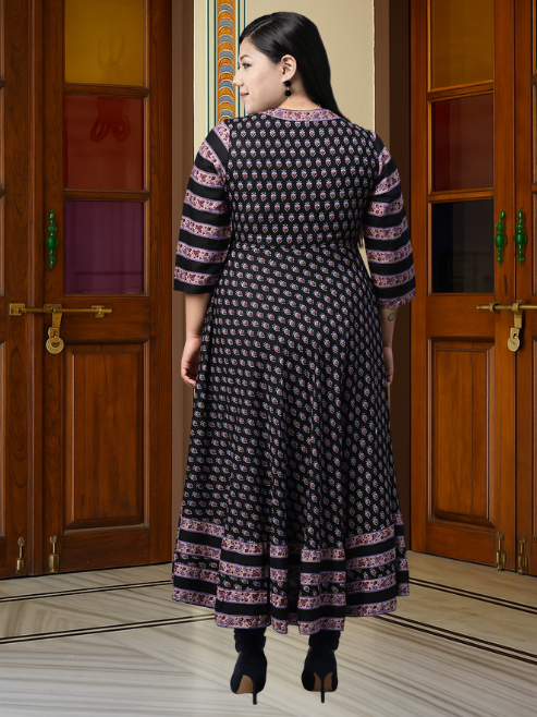 Rayon Floral Printed Anarkali Kurta