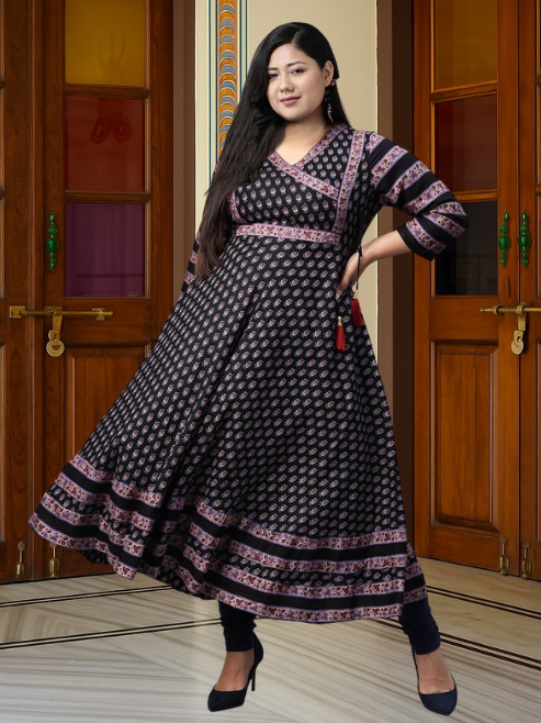 Rayon Floral Printed Anarkali Kurta