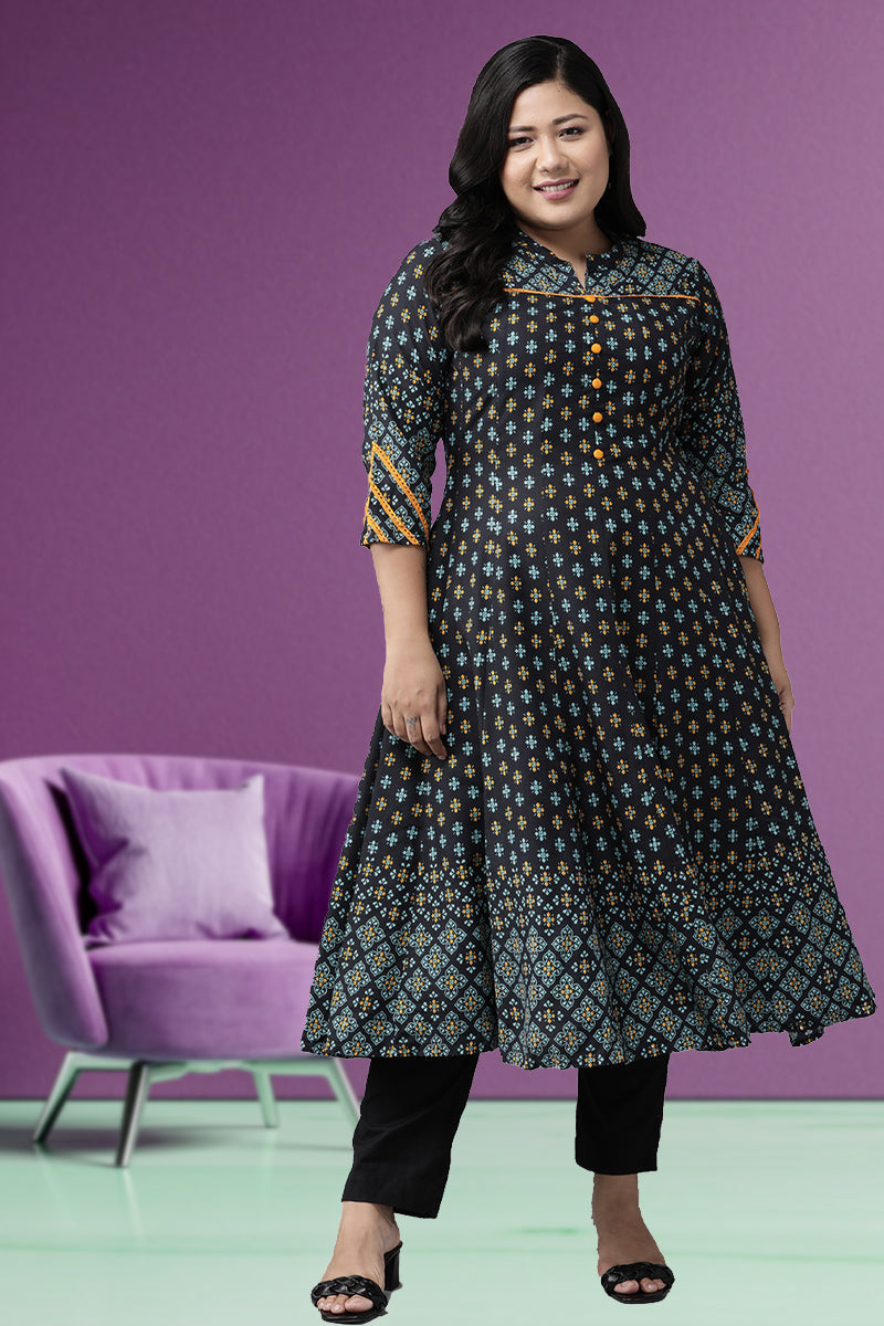 Rayon Floral Printed Anarkali Kurta