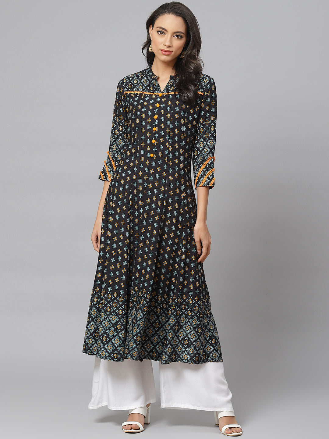 Rayon Floral Printed Anarkali Kurta